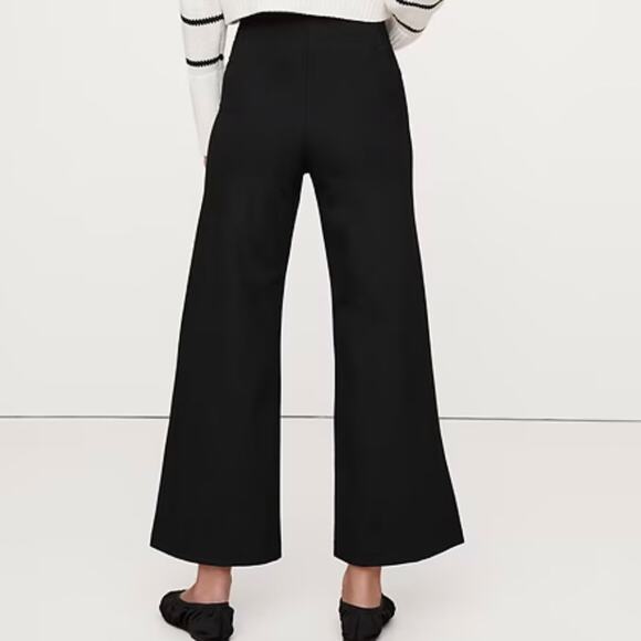 Banana Republic High Rise Wide Leg Cropped Everywhere Ponte Pant Black 713496 S - Picture 2 of 12